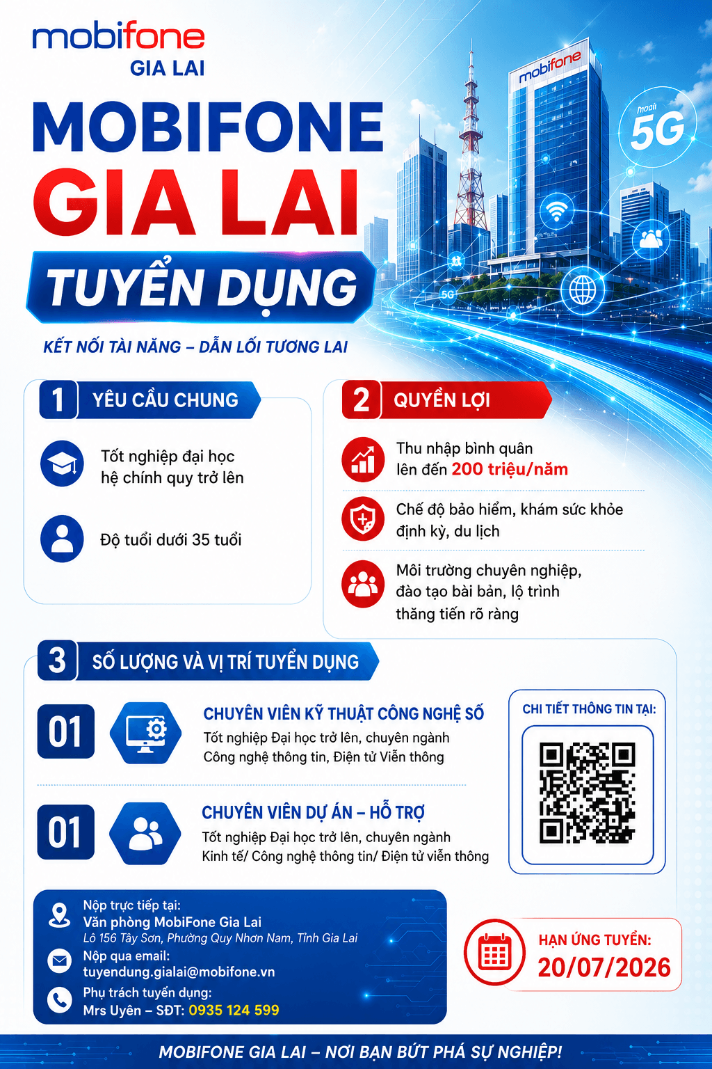 MOBIFONE GIA LAI TUYỂN DỤNG NHÂN SỰ NĂM 2026 ĐỢT 2