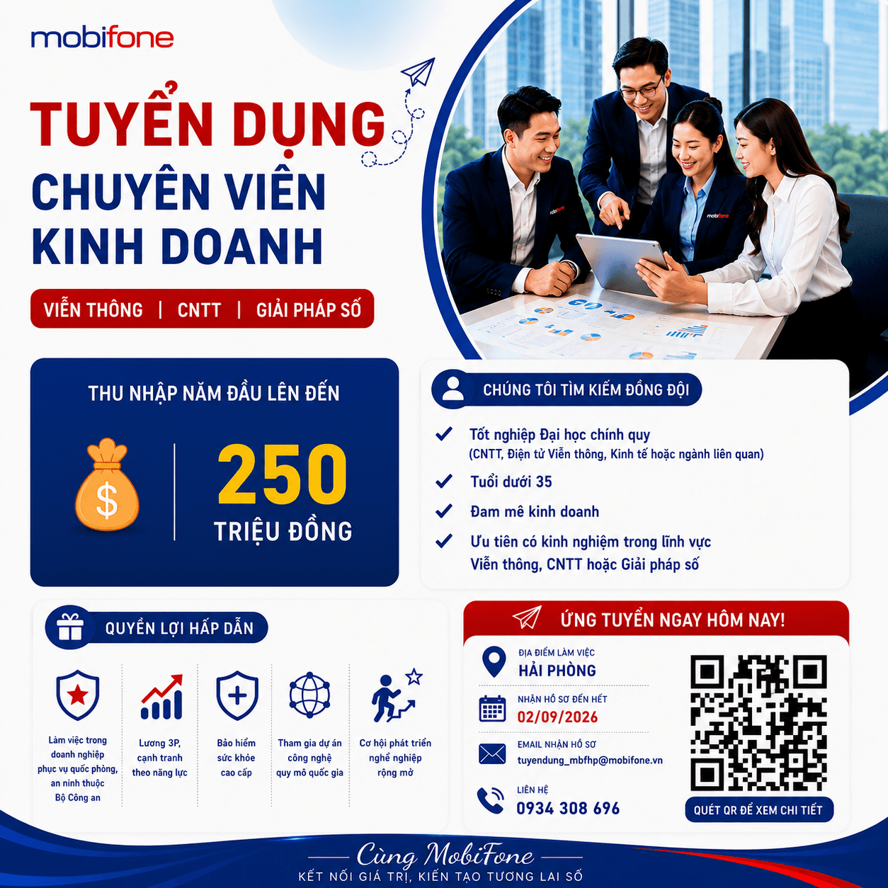 Chuyên viên Kinh doanh Viễn thông/ Giải pháp số tại Hải Phòng